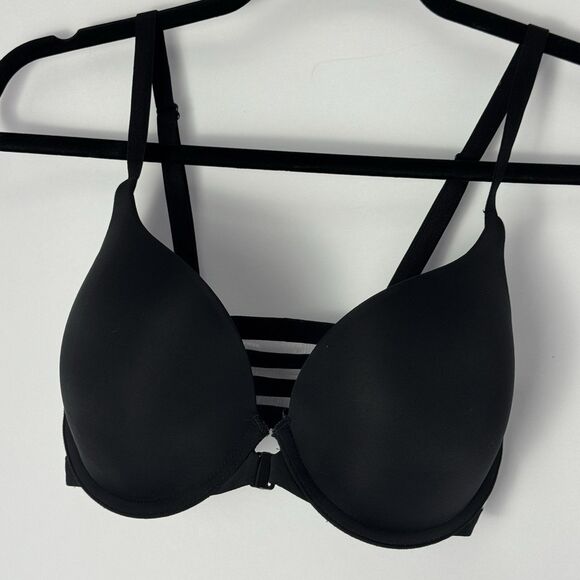 Victoria’s Secret T-Shirt Push-Up Bra 32DD Full Coverage Strappy Back Black - Picture 1 of 8